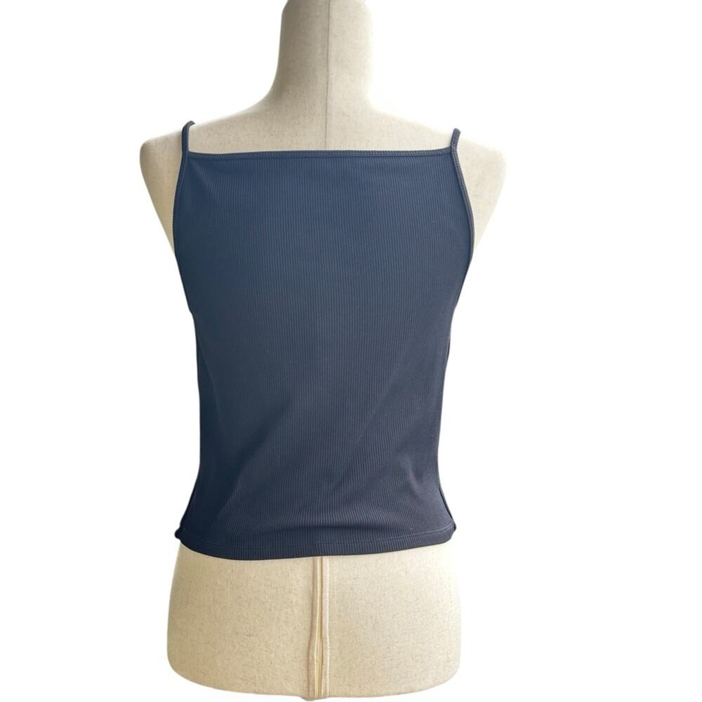 Abercrombie & Fitch Soft AF Black Ribbed Crop Tank Top Am Spaghetti Straps L - Picture 3 of 7